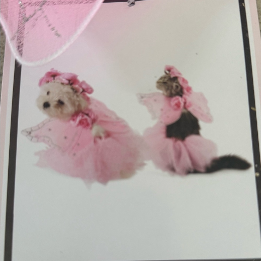 Pink Fairy Dog Costume M/L Small Wings Tutu Pet Halloween Costume NWT